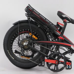 bicicleta electrica plegable efold negra con rojo