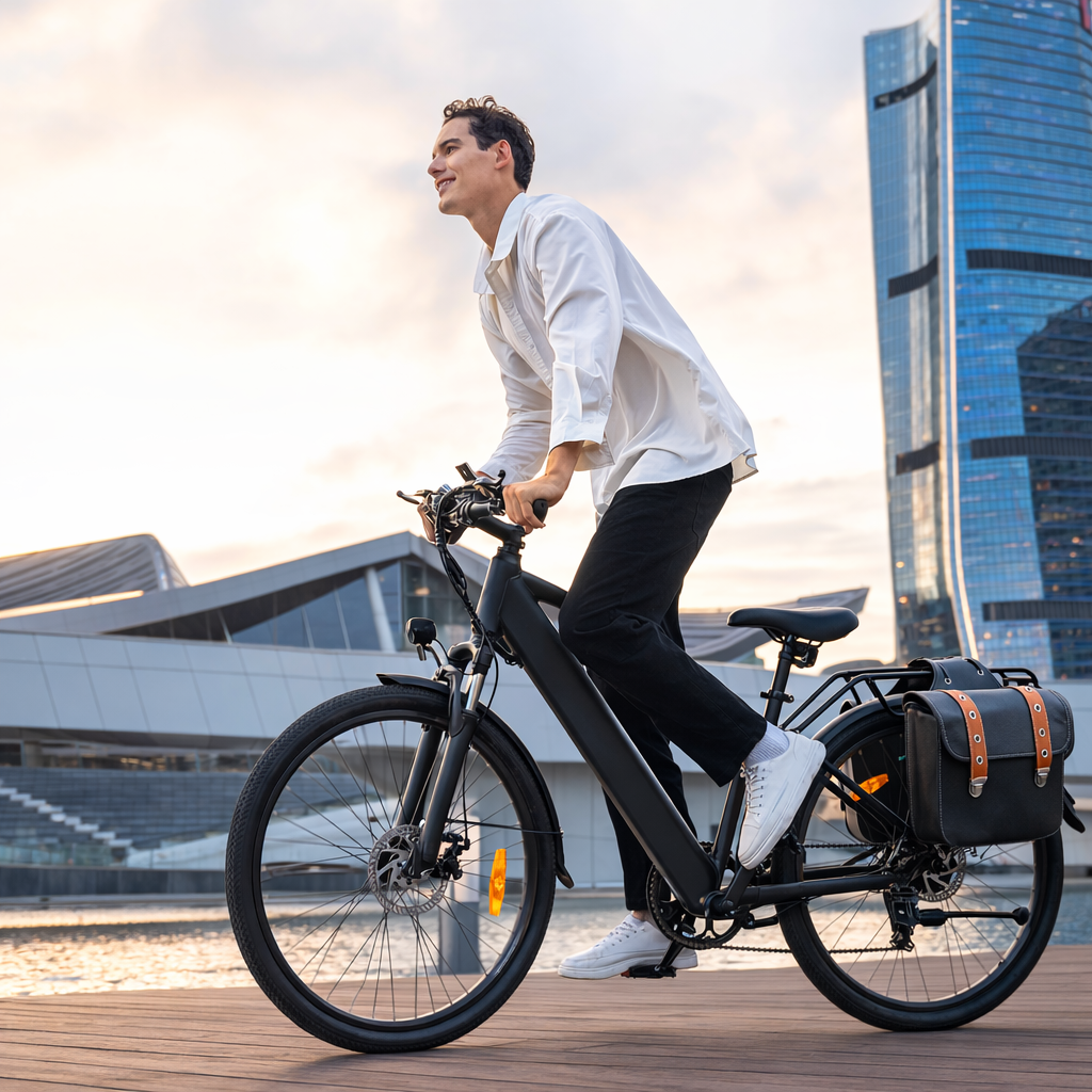 yendo al trabajo en bicicleta electrica ebicis