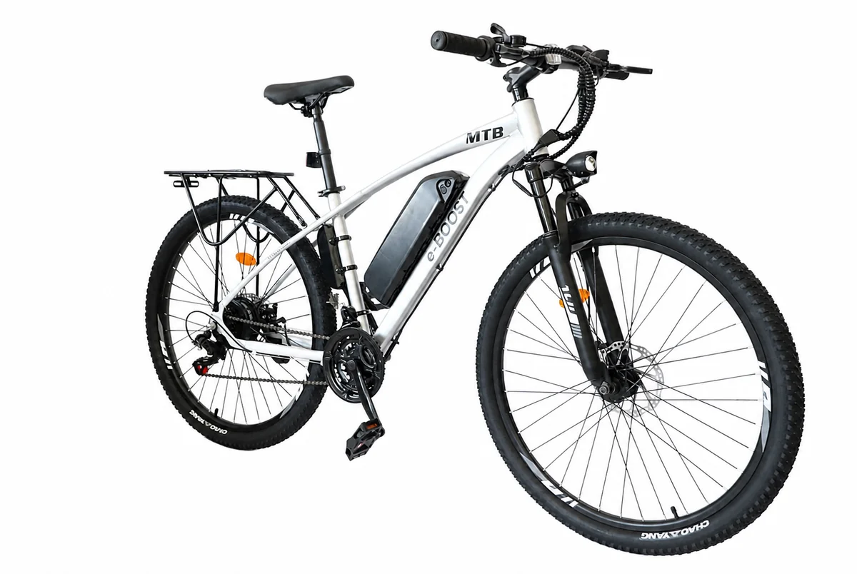 Bicicleta Electrica E-BOOST Silver (Parrilla Trasera Gratis)