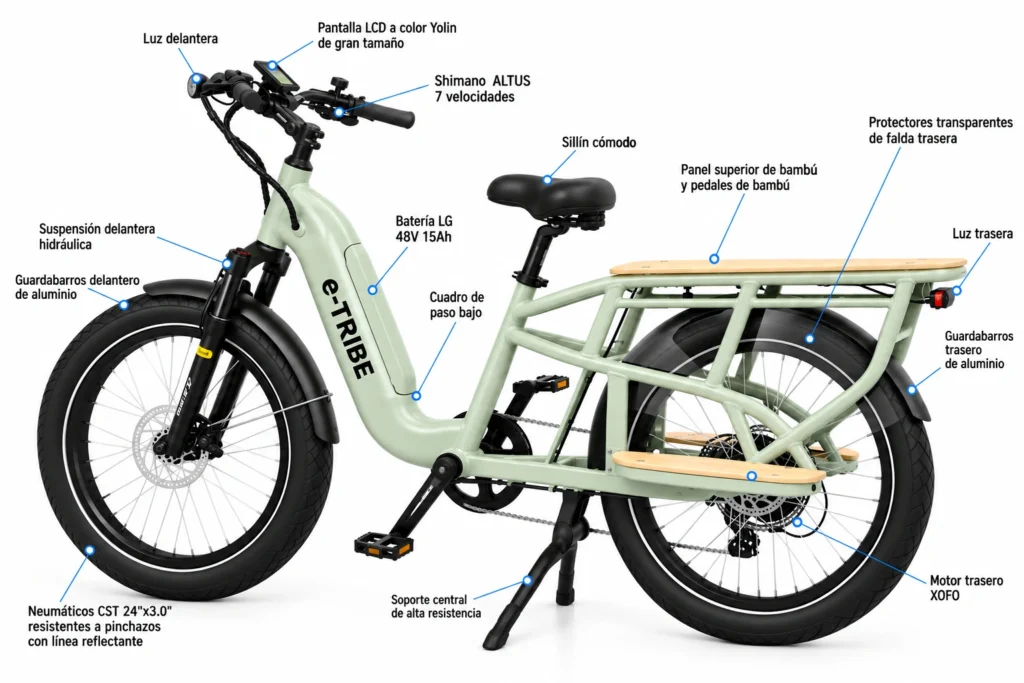 Imagen de Bicicleta Electrica E-TRIBE Matte Black / Familiar-Cargo (PREVENTA/Despacho Desde 15 Octubre)